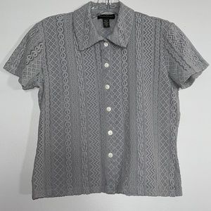 Gray Banana Republic Lace Buttoned Blouse